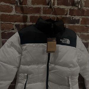 North Face White and Black Puffer Jacket
